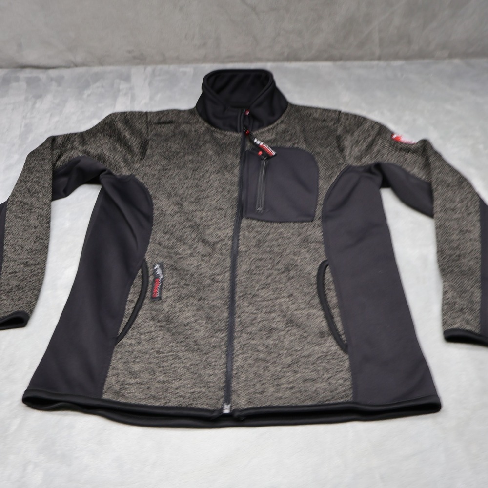 Canada Weathergear Jacket Mens Medium Black Marled Knit Fleece Winter Full Zip